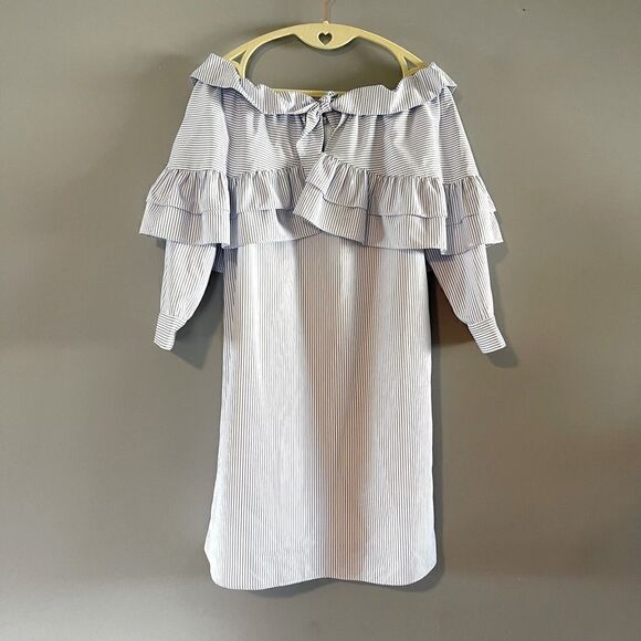 English Factory Off the Shoulder Ruffle Mini Dress || SZ S || Powder Blue - Picture 6 of 14